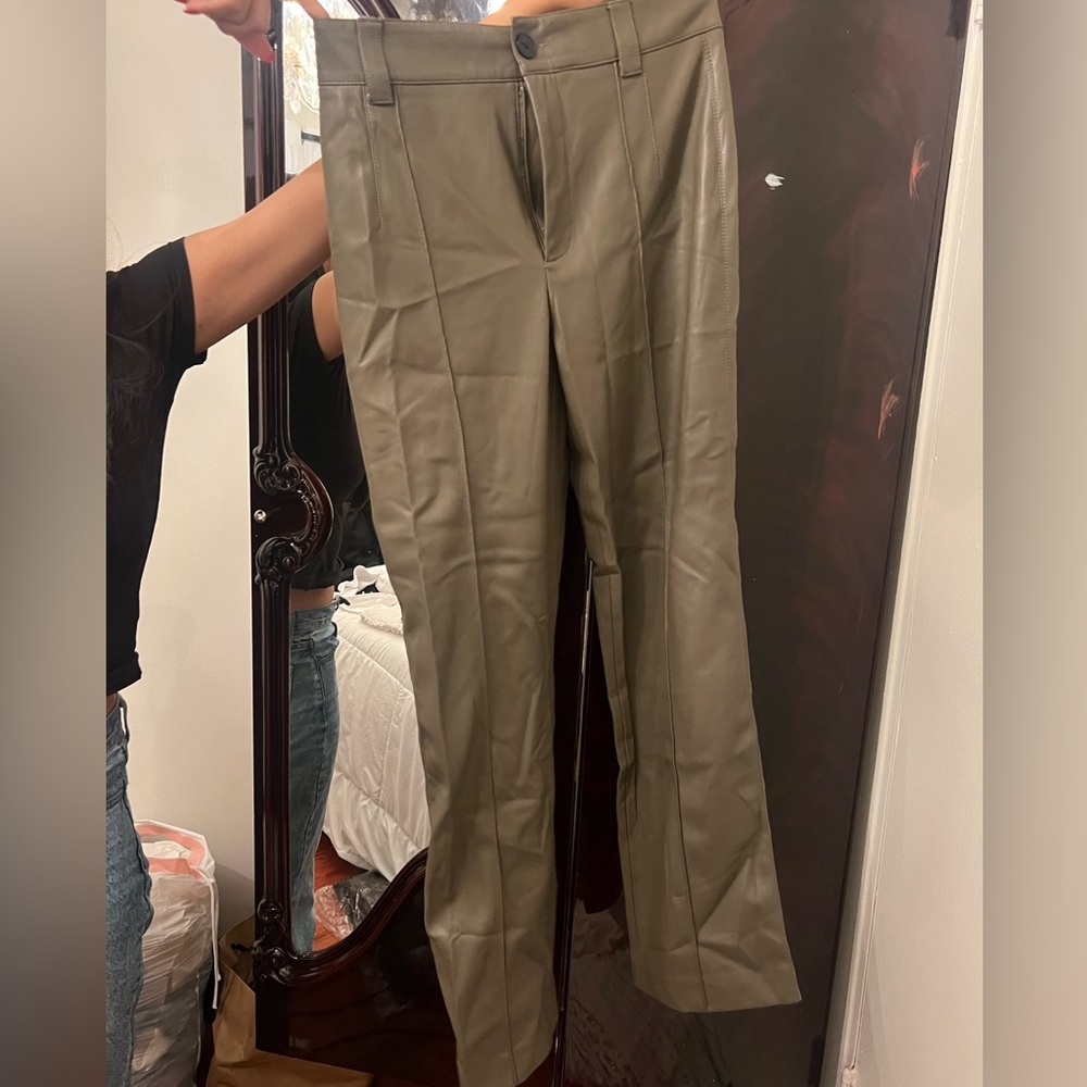 Olive leather pants women’s zara. Winter